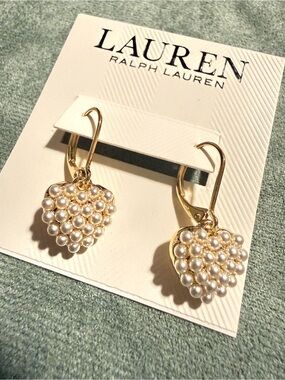 Lauren Ralph Lauren | Gold Pearl Cluster Heart Drop Earrings